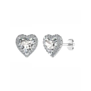 Janay Lab-Created 3 Prong Halo Diamond Earrings