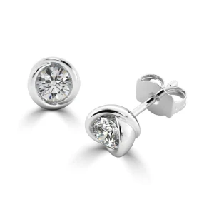 Jazlynn Lab-Created Round cut Half Bezel  Studs Diamond Earrings