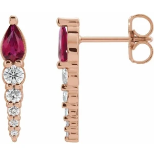 Hallfrita Natural Ruby Rose Gold 3 Prong 