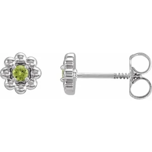 Fayanna Peridot Silver 4 Claw Set  Diamond Earrings