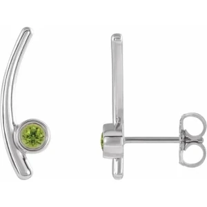 Felberta Peridot Silver Bezel Set  Diamond Earrings