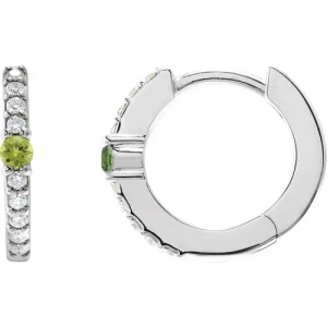 Felienne Peridot Silver Prong Set  Diamond Earrings