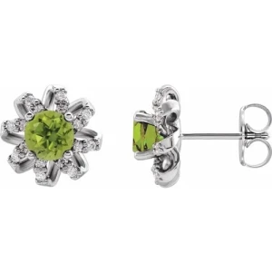 Flyta Peridot Silver 4 Prong Set  Diamond Earrings