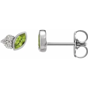 Felelolie Peridot Silver Bezel Set  Diamond Earrings