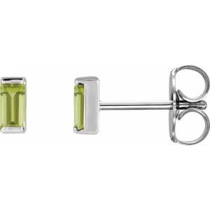 Femmota Peridot Silver Bar Set  Diamond Earrings