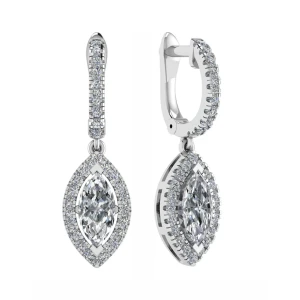 Lobelia Lab-Created White Gold 4 Prong Set Drop Diamond Earrings