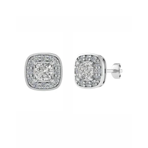 Jaleesa Lab-Created 4 Prong Halo Diamond Earrings