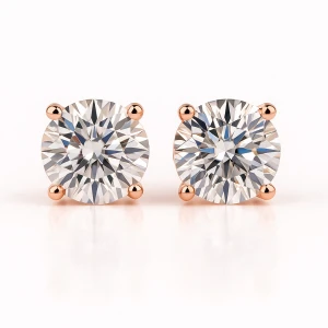 Juniper Natural Rose Gold 4 Prong Studs Diamond Earrings