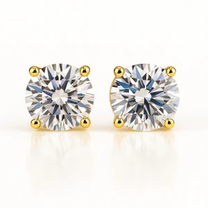 Juniper Natural Yellow Gold 4 Prong Studs Diamond Earrings
