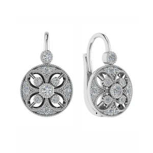 Kinslie Natural Yellow Gold Milgrain Set Hoop Diamond Earrings