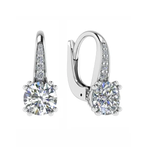Fronie Natural Yellow Gold Double Prong Hoop Diamond Earrings