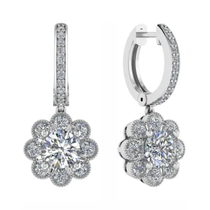 Liuitha Lab-Created Rose Gold 4 Prong Set Drop Diamond Earrings