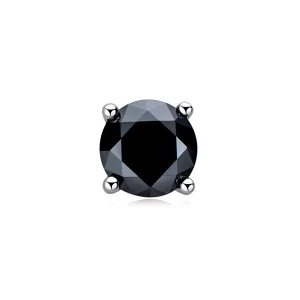 Glennis 0.50 - 2.00 Carat Black Round cut 4 Prong  Men's Diamond Earrings
