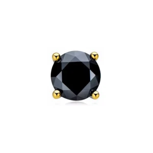 Glennis Black Yellow Gold 4 Prong Men's Diamond Earrings