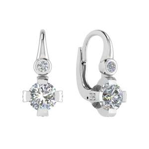Friedah Natural Platinum Prong Set Hoop Diamond Earrings
