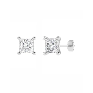 Jaqueline Lab-Created Princess cut 4 Prong  Studs Diamond Earrings