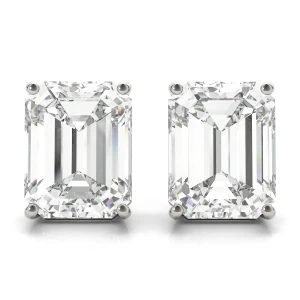 Julie Lab-Created Emerald cut 4 Prong  Diamond Earrings