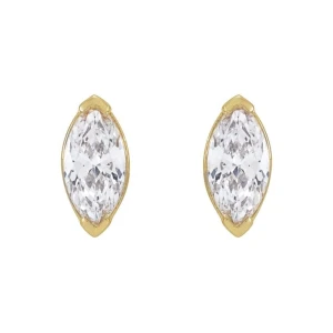 Johana Lab-Created Yellow Gold Claw Set Studs Diamond Earrings
