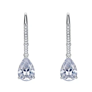 Linsai Natural White Gold 3 Prong Drop Diamond Earrings