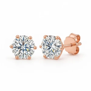Janiyah Lab-Created Rose Gold 6 Prong Studs Diamond Earrings