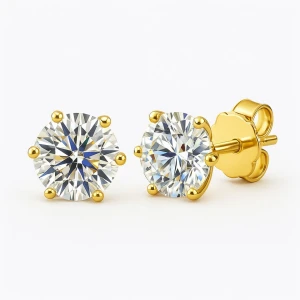 Janiyah Lab-Created Yellow Gold 6 Prong Studs Diamond Earrings