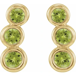 Felcy Peridot Yellow Gold Bezel Set  Diamond Earrings
