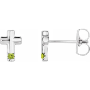 Fynch Peridot Yellow Gold Half Bezel  Diamond Earrings