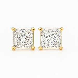Jaliyah Lab-Created Yellow Gold 4 Prong Studs Diamond Earrings