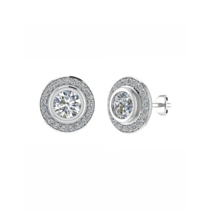 Jaselle Lab-Created Rose Gold Bezel Halo Diamond Earrings