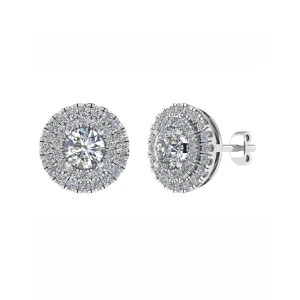 Kiara 0.10 - 3.00 Carat Natural Round cut 4 Prong  Halo Diamond Earrings