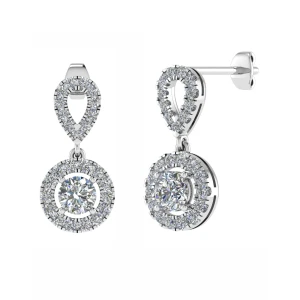 Lodema Lab-Created Rose Gold 4 Prong Set Drop Diamond Earrings