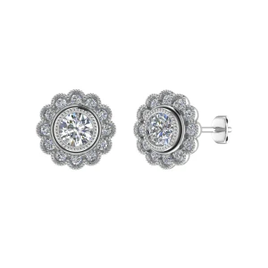 Jenaya Lab-Created 4 Prong Halo Diamond Earrings