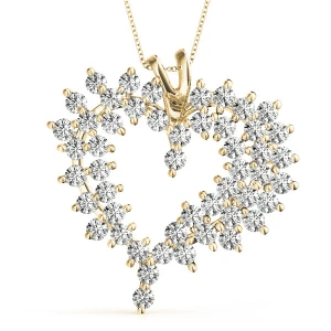 Rosalia Natural Diamond Yellow Gold 2 Prong Heart Necklace
