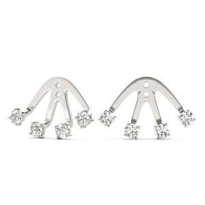 Elsie Lab-Created Round cut Ear Jackets & Climbers Diamond Earrings