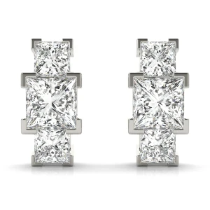 Chlara Lab-Created Princess cut Channel Set Cluster Diamond Earrings