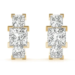 Chlara Lab Grown Yellow Gold Channel Set Cluster Diamond Earrings