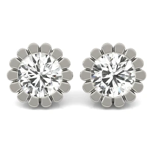 Leenah Lab-Created Round cut Bezel Set  Studs Diamond Earrings