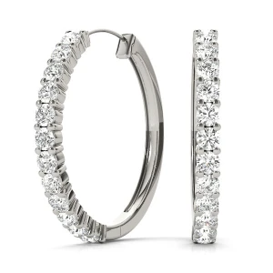 Evelyn Lab-Created Round cut  Hoop Diamond Earrings