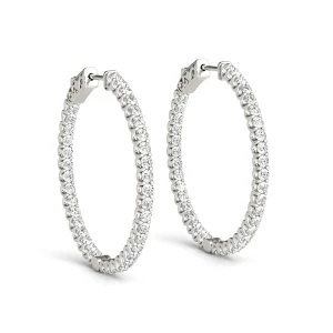 Lewis Lab-Created Round cut  Hoop Diamond Earrings