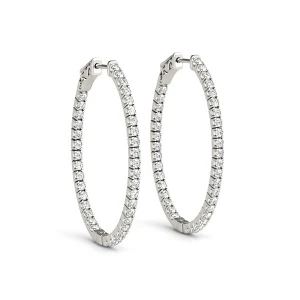 Aisha Lab-Created Platinum Hoop Diamond Earrings