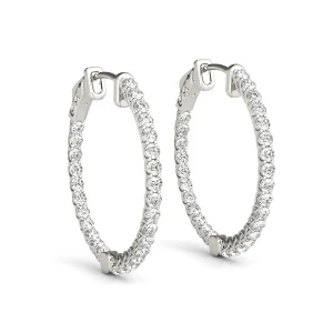 Ellie Lab-Created White Gold Hoop Diamond Earrings