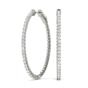 Esabel Lab-Created Platinum Hoop Diamond Earrings