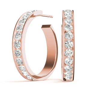 Pauline Lab Grown Rose Gold Hoop Diamond Earrings