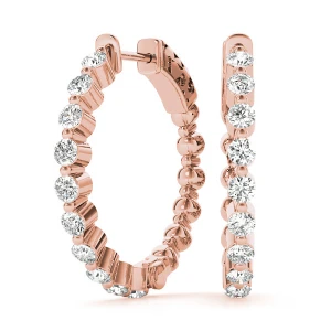 Maryam  Lab Grown Rose Gold Hoop Diamond Earrings