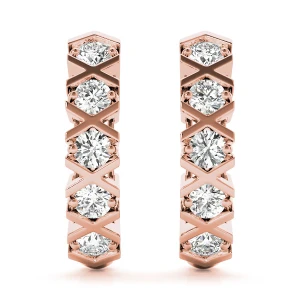 Martha Lab Grown Rose Gold Hoop Diamond Earrings