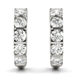 Caitlin Lab-Created White Gold Hoop Diamond Earrings