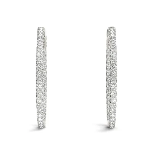 Lauren Lab-Created White Gold Hoop Diamond Earrings