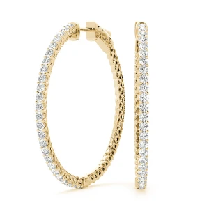 Hazel Lab-Created Yellow Gold Hoop Diamond Earrings
