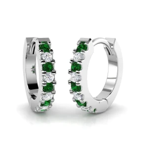 Eloise Emerald Round cut Prong Set  Diamond Earrings