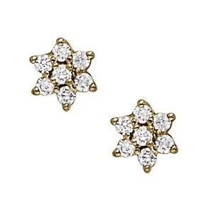 Faye Natural Yellow Gold Diamond Cluster Earrings